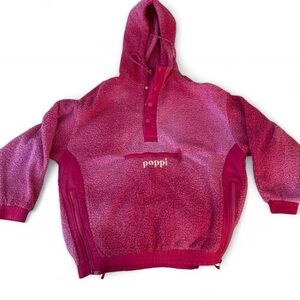 Pink Poppi fleece hoodie. Size medium.
